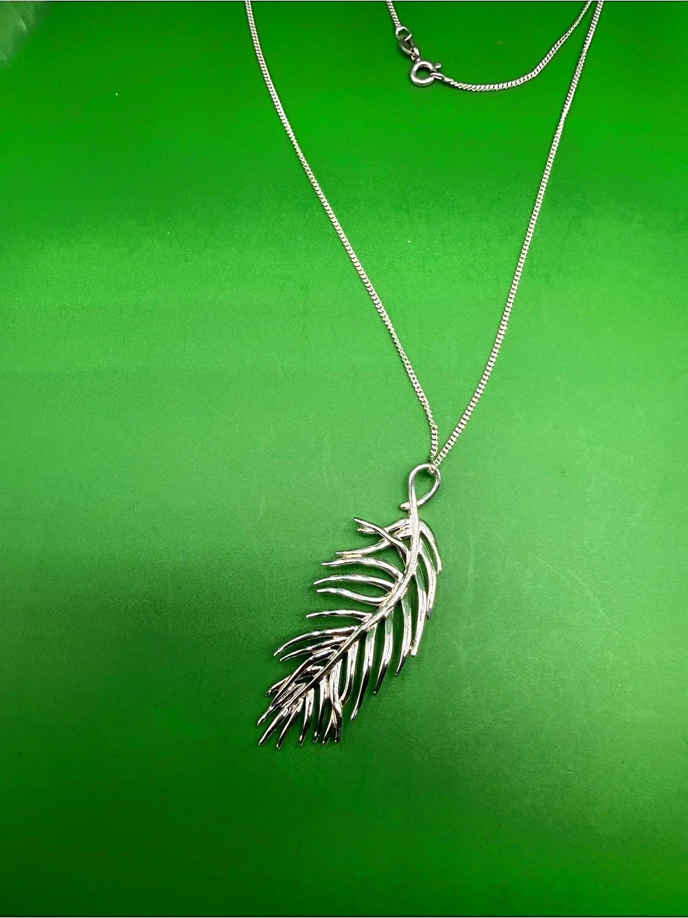 925 Sterling Silver Feather Pendant & 18” Chain.